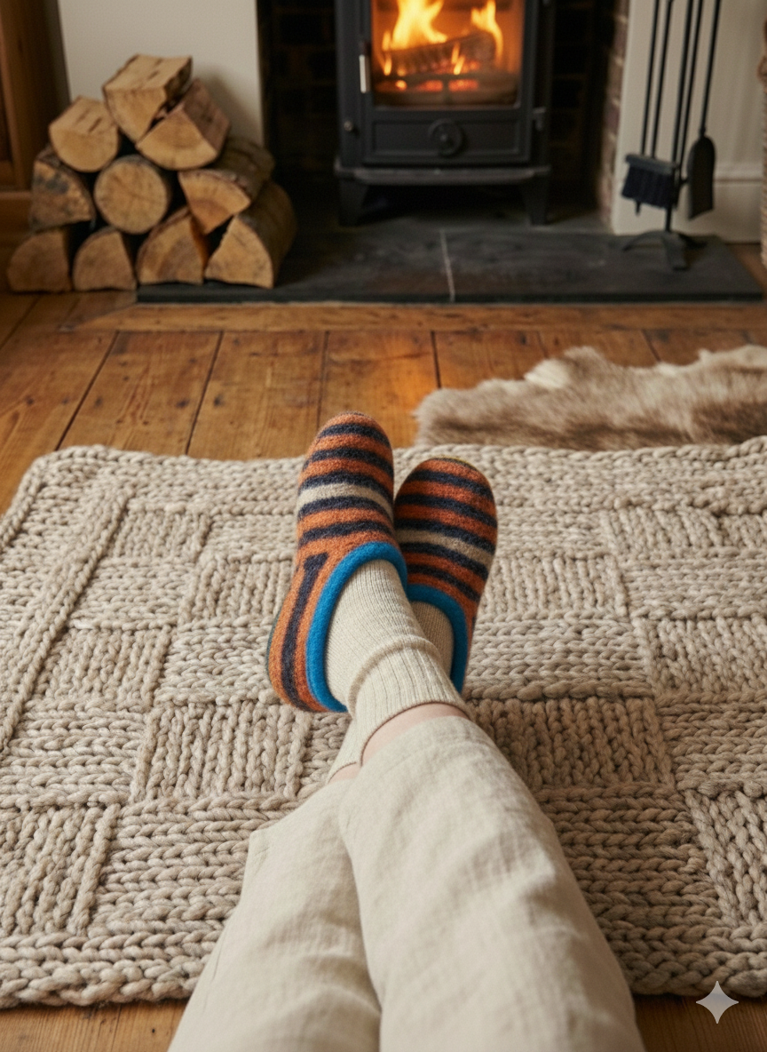 Warm house slippers - knitting pattern
