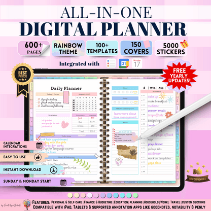 All-in-One Digital Planner 2025, 2026, 2027